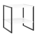 2-Tier Square End Table with Storage Shelf Reversible Design-White by LJGDeals