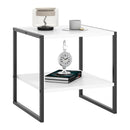 2-Tier Square End Table with Storage Shelf Reversible Design-White by LJGDeals