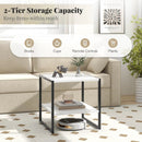 2-Tier Square End Table with Storage Shelf Reversible Design-White by LJGDeals