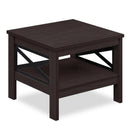 2-Tier Square Side Table with Storage Shelf and X-Frame for Bedroom Living Room by DirectDeals