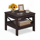 2-Tier Square Side Table with Storage Shelf and X-Frame for Bedroom Living Room by LJGDeals