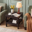 2-Tier Square Side Table with Storage Shelf and X-Frame for Bedroom Living Room by DirectDeals
