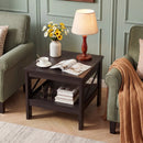 2-Tier Square Side Table with Storage Shelf and X-Frame for Bedroom Living Room by LJGDeals
