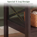 2-Tier Square Side Table with Storage Shelf and X-Frame for Bedroom Living Room by LJGDeals