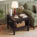 2-Tier Square Side Table with Storage Shelf and X-Frame for Bedroom Living Room by LJGDeals
