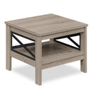 2-Tier Square Side Table with Storage Shelf and X-Frame for Bedroom Living Room by LJGDeals