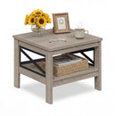 2-Tier Square Side Table with Storage Shelf and X-Frame for Bedroom Living Room by LJGDeals