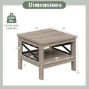 2-Tier Square Side Table with Storage Shelf and X-Frame for Bedroom Living Room by DirectDeals