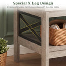 2-Tier Square Side Table with Storage Shelf and X-Frame for Bedroom Living Room by LJGDeals