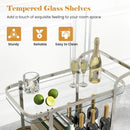 2-Tier Tempered Glass Bar Cart with 2 Large Aluminum Wheels and 2 Rolling Casters by LJGDeals