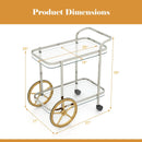 2-Tier Tempered Glass Bar Cart with 2 Large Aluminum Wheels and 2 Rolling Casters by LJGDeals