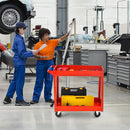 2-Tier Utility Cart with Handle and Heavy-Duty Metal Frame-Red by LJGDeals