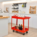 2-Tier Utility Cart with Handle and Heavy-Duty Metal Frame-Red by LJGDeals