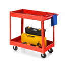 2-Tier Utility Cart with Handle and Heavy-Duty Metal Frame-Red by LJGDeals