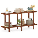 2-Tier Wood Bookshelf Low Horizontal Rubberwood Bookcase for Display-Walnut by LJGDeals