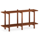 2-Tier Wood Bookshelf Low Horizontal Rubberwood Bookcase for Display-Walnut by LJGDeals