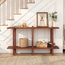 2-Tier Wood Bookshelf Low Horizontal Rubberwood Bookcase for Display-Walnut by LJGDeals