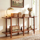 2-Tier Wood Bookshelf Low Horizontal Rubberwood Bookcase for Display-Walnut by LJGDeals