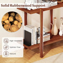 2-Tier Wood Bookshelf Low Horizontal Rubberwood Bookcase for Display-Walnut by LJGDeals