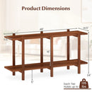 2-Tier Wood Bookshelf Low Horizontal Rubberwood Bookcase for Display-Walnut by LJGDeals
