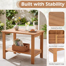 2-Tier Eucalyptus Wood Patio End Table with Storage Shelf
