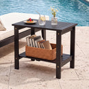 2-Tier Eucalyptus Wood Patio End Table with Storage Shelf