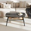 2-Tier Rectangular Center Coffee Table with Rattan Storage Shelf and Rubber Wood Legs-Dark Gray by LJGDeals
