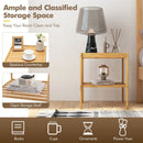 2 Pieces 2 Tiers Bamboo Nightstand for Living Room Bedroom-Natural by LJGDeals