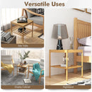 2 Pieces 2 Tiers Bamboo Nightstand for Living Room Bedroom-Natural by LJGDeals