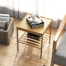 2 Pieces 2 Tiers Bamboo Nightstand for Living Room Bedroom-Natural by LJGDeals