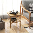 2 Pieces 2 Tiers Bamboo Nightstand for Living Room Bedroom-Natural by LJGDeals