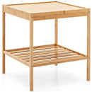 2 Pieces 2 Tiers Bamboo Nightstand for Living Room Bedroom-Natural by LJGDeals