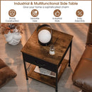 2 Tiers Wood Nightstand with Drawer for Bedroom and Living Room-Rustic Brown by LJGDeals