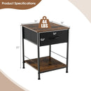 2 Tiers Wood Nightstand with Drawer for Bedroom and Living Room-Rustic Brown by LJGDeals