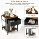 2 Tiers Wood Nightstand with Drawer for Bedroom and Living Room-Rustic Brown by LJGDeals