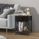 2 Tiers Wood Nightstand with Drawer for Bedroom and Living Room-Rustic Brown by LJGDeals