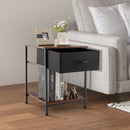 2 Tiers Wood Nightstand with Drawer for Bedroom and Living Room-Rustic Brown by LJGDeals