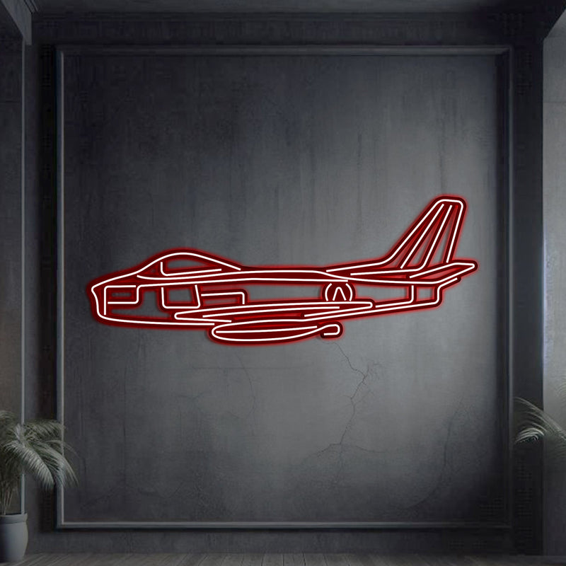 F-86 Sabre Metal Neon Aircraft Wall Art - NCN0044