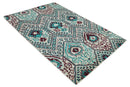 Ivory Blue and Red Hand Knotted Bamboo Silk Area Rug 5x8 Antique Persian Contemporary