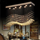Luxury Rectangle LED Crystal Lamp for Dining Room, Living Room