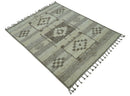 Tribal Custom Made Contemporary Beige Hand knotted Wool Area Rug