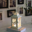 9.5” High Rustic Metal Lantern Candle Holder For Home DecorWhite With Gold Brush by JHY DESIGN