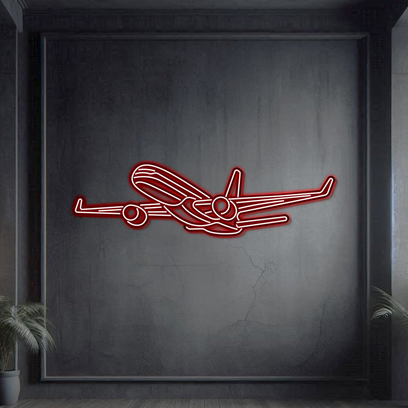 757-200 Angle Metal Neon Aircraft Wall Art - NCN0005