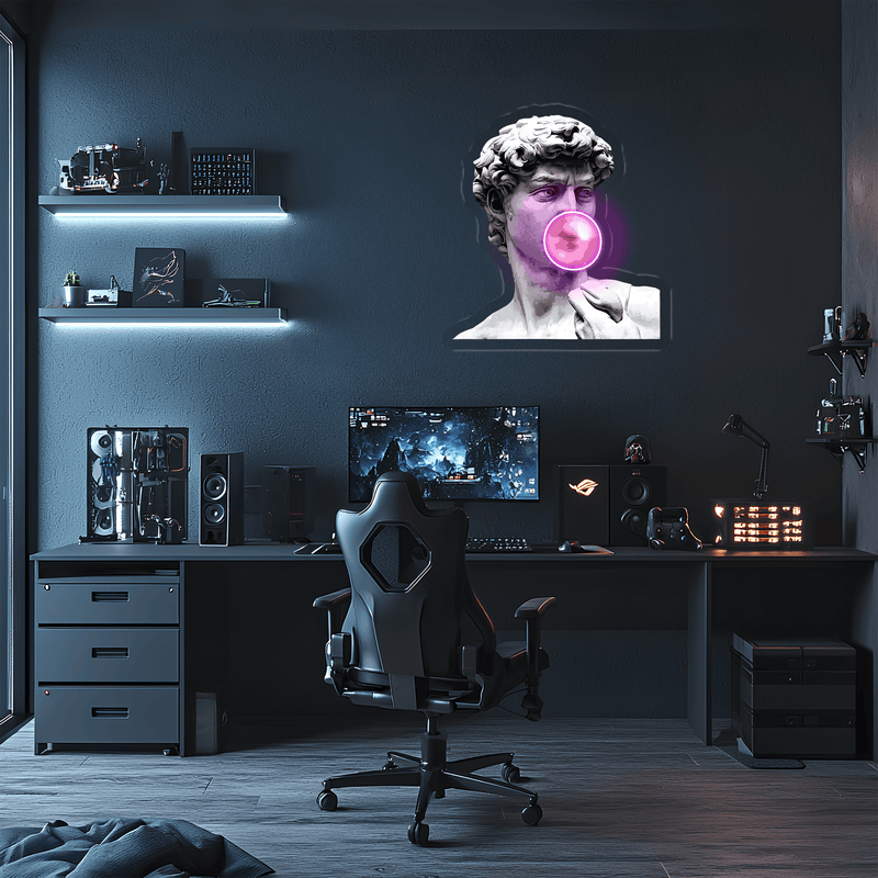 Statue of David Plexiglass Neon Art, David Neon Sign, Neon Light Sign, Neon Wall Art, Neon Sign, Neon Light Sign, Neon Gifts, Housewarming