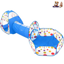 3 In 1 Child Crawl Tunnel Tent Kids Play Tent Ball Pit Set Foldable Children Play House Pop-up Kids Tent w/Storage Bag for Indoor Outdoor Travel Use