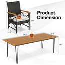 Wicker Patio Furniture Set of 8 Armchairs with Soft Cushions and Acacia Wood Square Table by LJGDeals
