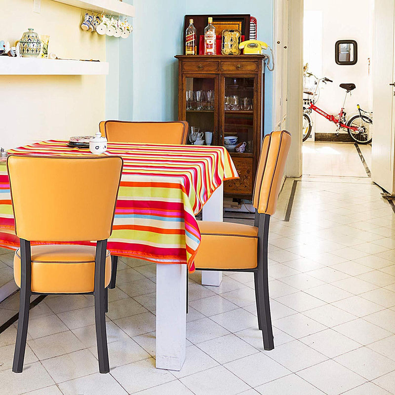 Kitchen Dining Chairs Set of 2 Modern Classic Leather Side Chair for Dining Room Cafe Bedroom, Vinyl Orange