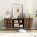2-Door TV Stand for TVs up to 60 Inches with Adjustable Shelves-Walnut by LJGDeals