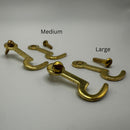 Brass Latch Hook Brass-Plated Stamped Steel, Available in Medium and Large Sizes