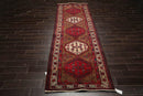3'8" x 11' Vintage Runner Hand Knotted Wool Tribal Hamadan Area Rug Brown